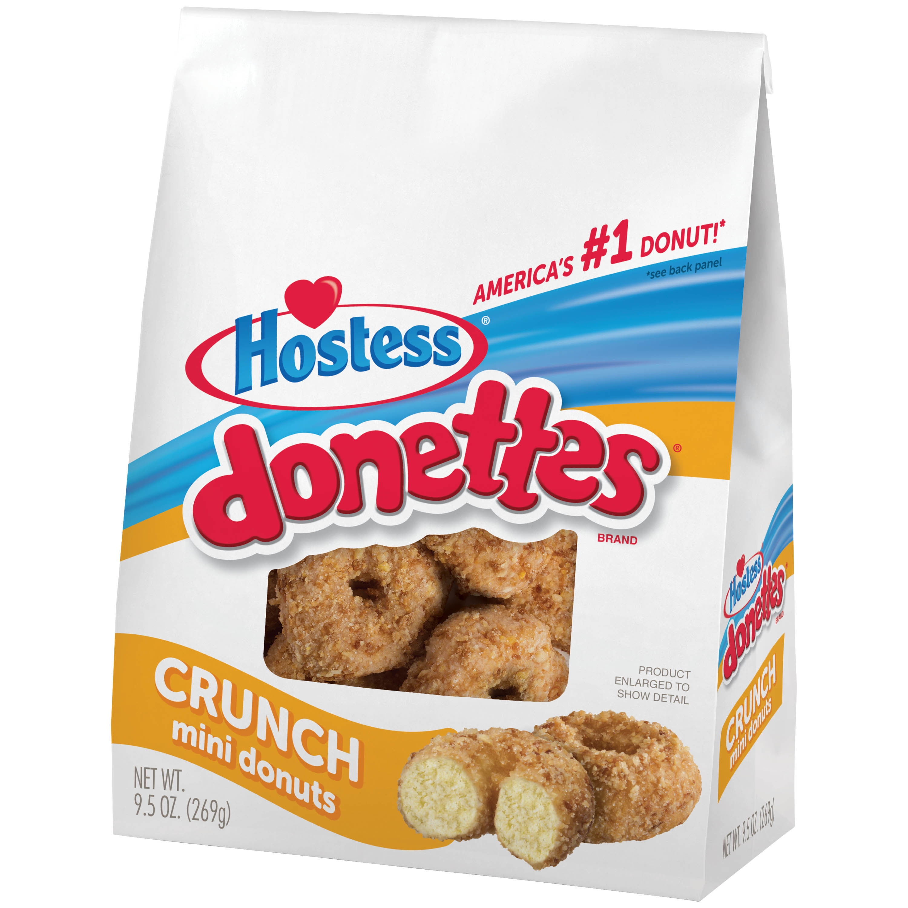 HOSTESS Powdered DONETTES Donuts Snack Pack, 8 count, 12.0 oz and Hostess Donettes Mini Donuts, Crunch, 9.5 Ounce (2 Packs)
