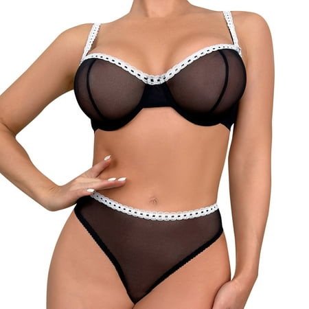 

Women Lingerie Set 2PCS Underwear Lingerie Sleepwear Steel Ring Pajamas Garter Lingerie Set Bow Mesh Underwire Lingerie Set Bralette Chemise Nighty Lingerie
