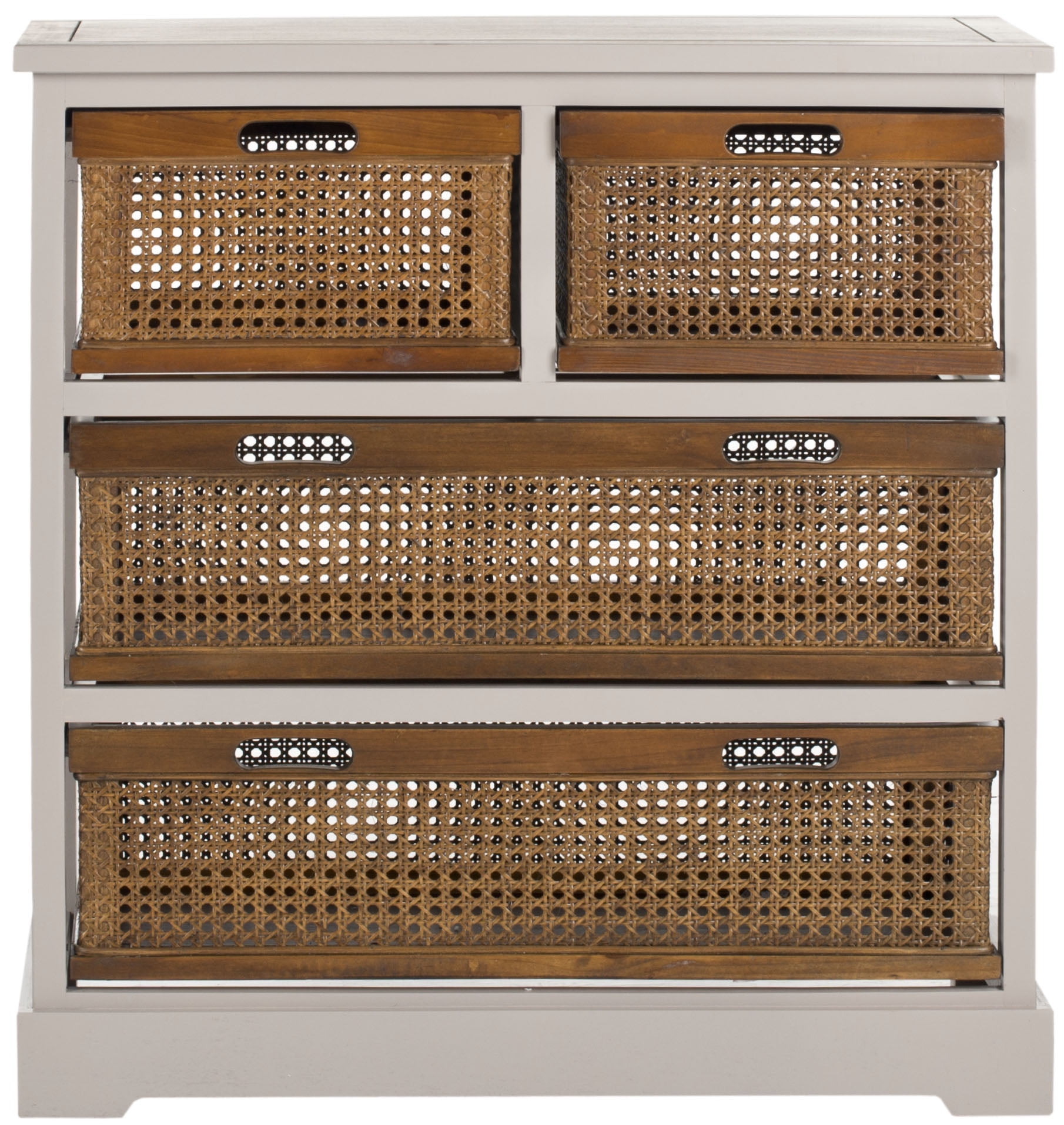 SAFAVIEH Jackson Country Rustic Storage Unit with 4 Drawers, Quartz Grey/Cane