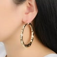 thumbnail image 2 of JoeytheJewelryNY 18k Layered Real Gold Filled round bamboo hoop earrings #11, 2 of 7