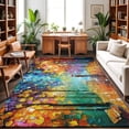 thumbnail image 3 of Strolling Couple Washable Area Rugs 3'x5', Rainy Park Street Colorful Trees Romantic Washable Throw Living Room Rug Non-Slip Sturdy Edge Binding Carpet for Indoor Entryway Bedside Kitchen, 3 of 9