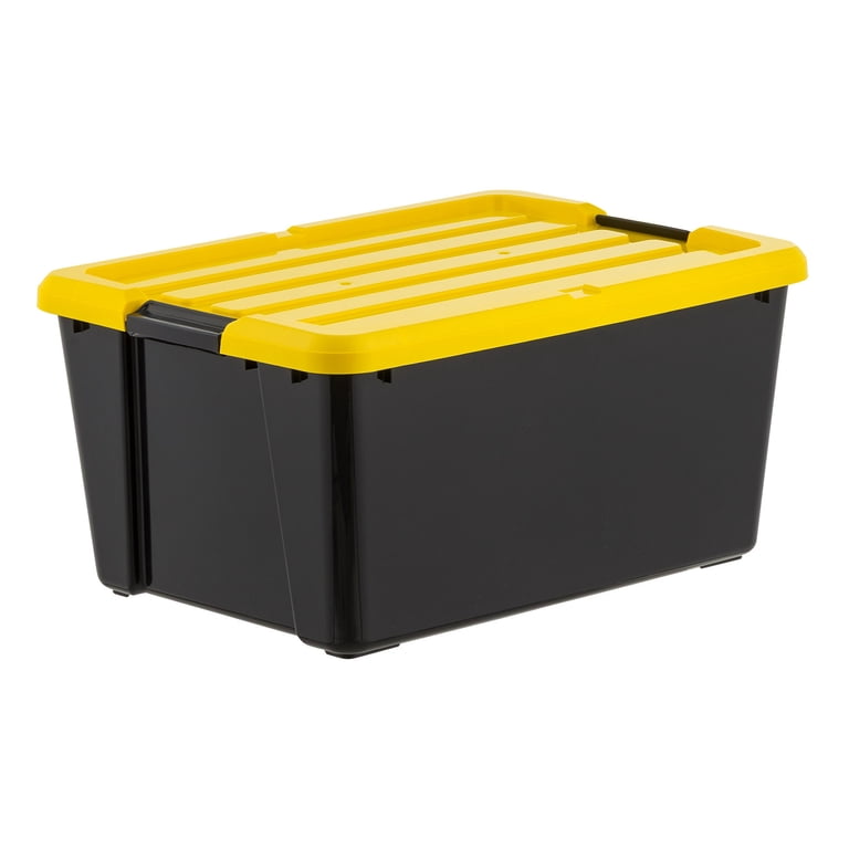 IRIS 45 Qt Black Plastic Stackable Storage Bin with Lid Tote