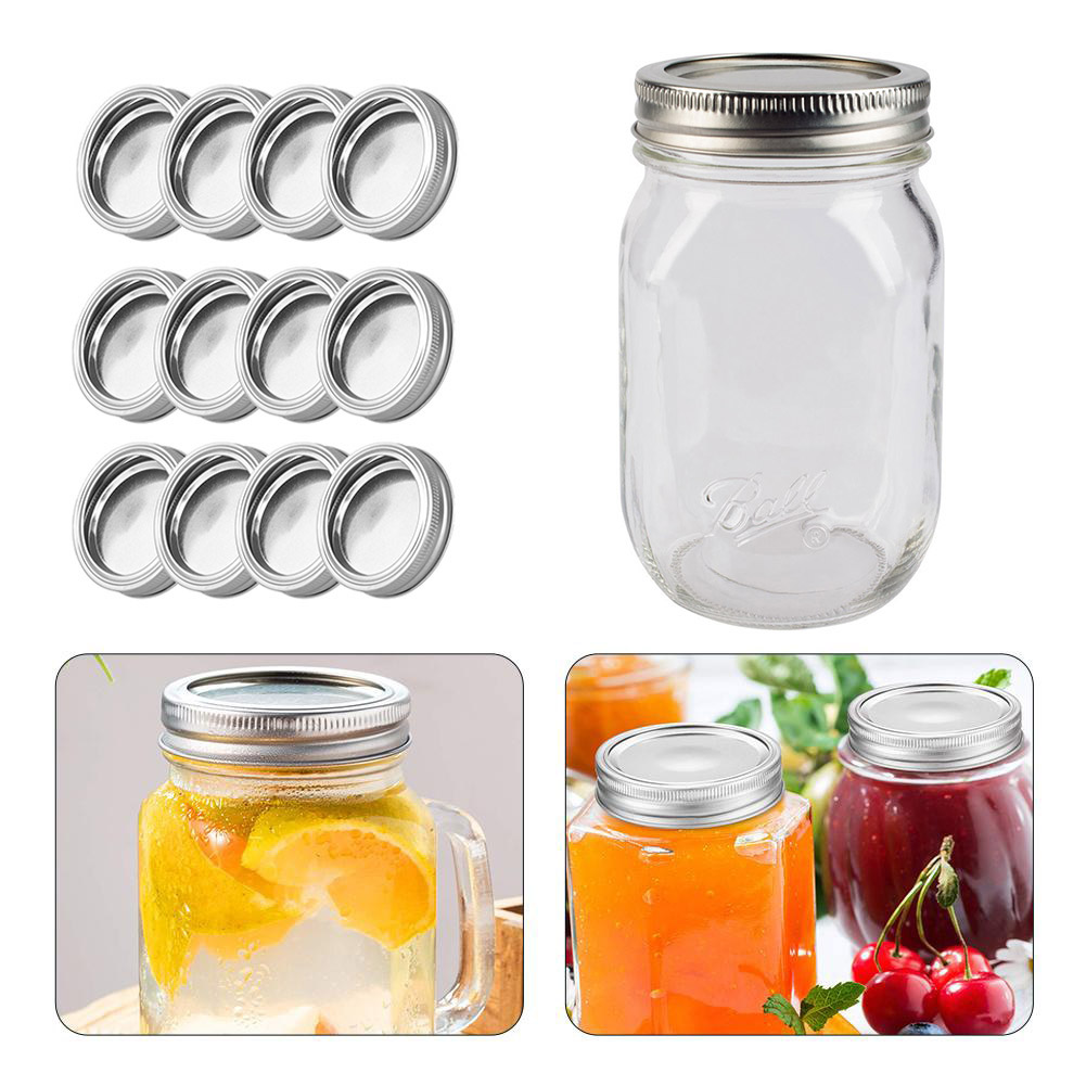 24pcs/12sets Wide Mouth Canning Lids and Bands, Lids for Mason Jar