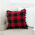 thumbnail image 2 of Buffalo Plaid Red and Black with Pom Pom Design Throw Pillow Case (Pom Pom Pillow Case 17"x17"), 2 of 3