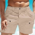 thumbnail image 2 of OSOLU Men's Solid Color Summer Beach Button Pocket Elastic Waist Breathable Shorts Fashionable Classic Leisure Active Athletic Casual Bottoms, 2 of 8