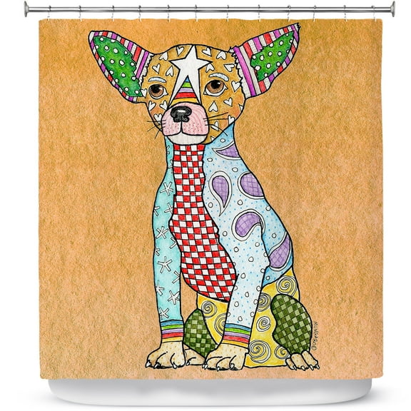 Shower Curtains 70" x 93" from DiaNoche Designs by Marley Ungaro - Chihuahua Dog Tan