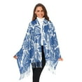 thumbnail image 3 of FORMRS Womens Scarf Winter Soft Long Big Warm Shawls Wrap Tassel Scarves, Blue Garden Pattern, 3 of 9