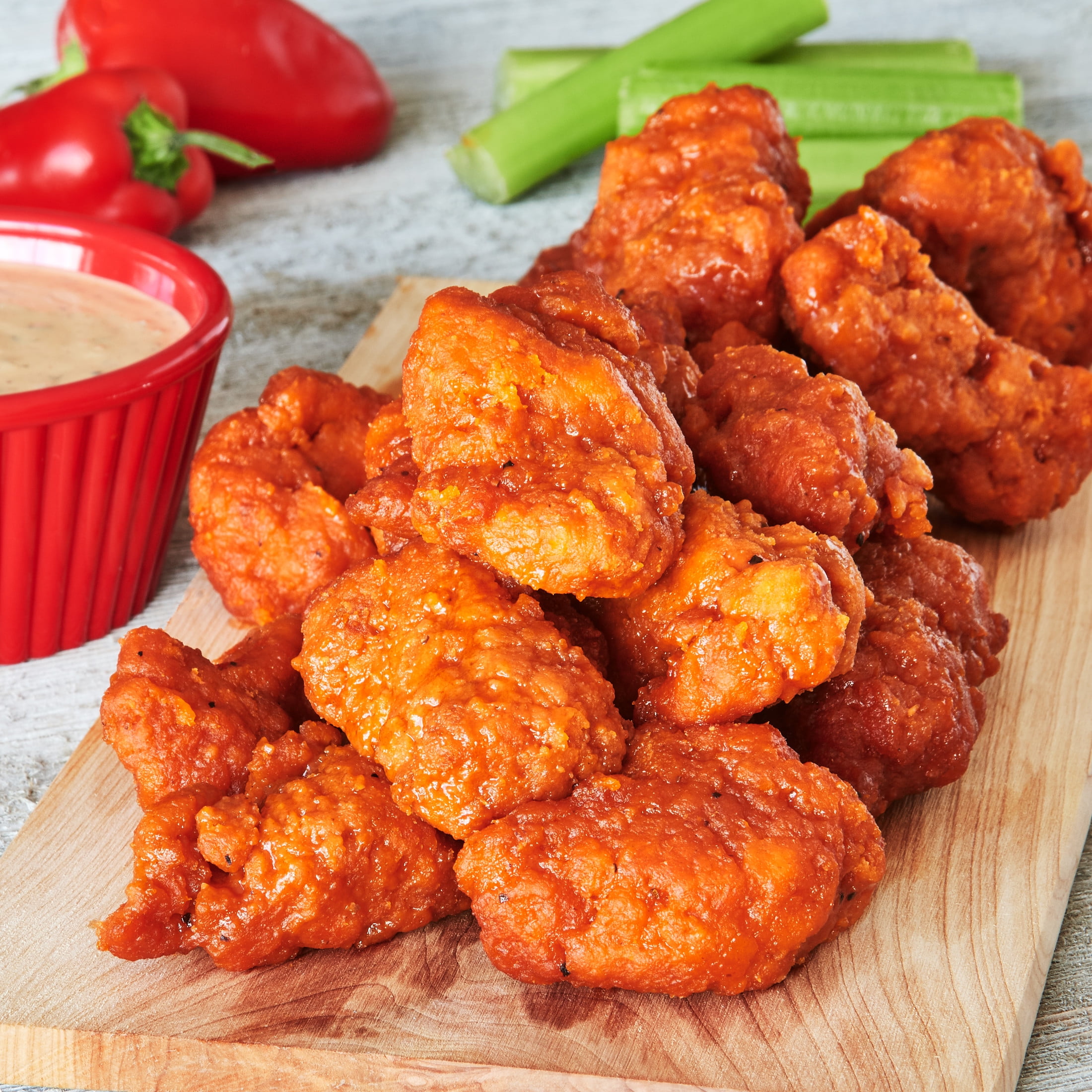Great Value Buffalo Style Seasoned Boneless Fully Cooked Chicken Wyngz, 24 oz (Frozen)