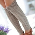 thumbnail image 4 of Womens Winter Knitted Crochet Leg Warmers Long Socks In White, 4 of 4