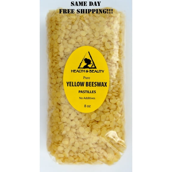 YELLOW BEESWAX BEES WAX ORGANIC PASTILLES BEARDS PREMIUM 100% PURE 8 OZ