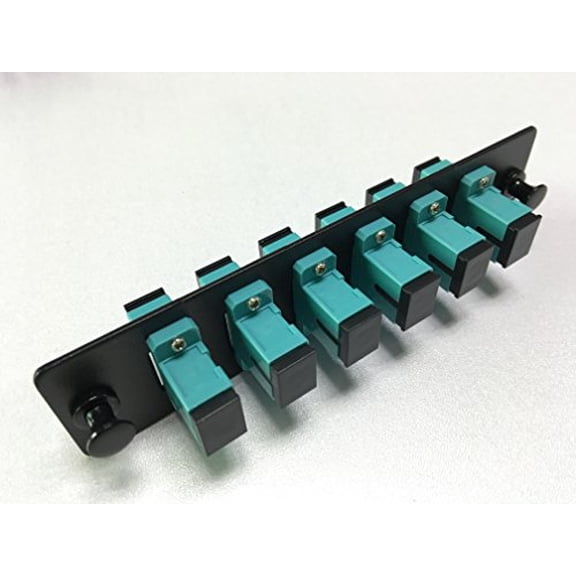 RiteAV LGX Footprint SC Adapter Panel, 6 Ports, Loaded w/6 SC OM3 10Gig Simplex Adapters, Black