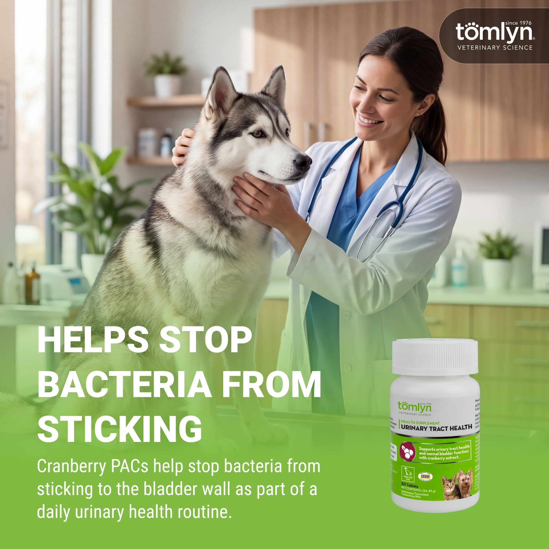 Tomlyn Cranberry Chewable Tablets for Cats and Dogs, Urinary Tract Health, Beef Flavor, 30 Count