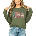 thumbnail image 6 of Ink-Printed USA Distressed Flag Sweatshirt for Women Kids July 4th Family Matching Crewneck Army Green Sweatshirt Adult Med, 6 of 8