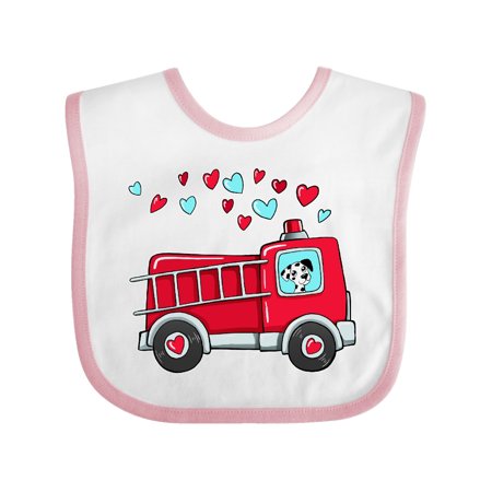 

Inktastic Valentine Fire Truck with Cute Dalmatian and Hearts Gift Baby Boy or Baby Girl Bib