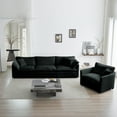thumbnail image 3 of CoSoTower Sofa Set of 3, 1+1+3 Seats Living Room Sofa Set, Accent Chair, Loveseat, and Three-Seat Sofa Modern Style Round Arms 3 Piece Sofa Set, Black Chenille, 3 of 9