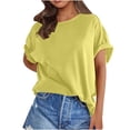 thumbnail image 2 of GigrtiJin T-Shirts Oversize pour Femmes Col Rond Manches Courtes 2025 T-Shirts d'Été Couleur Unie Tops Athlétiques Amples, 2 of 7