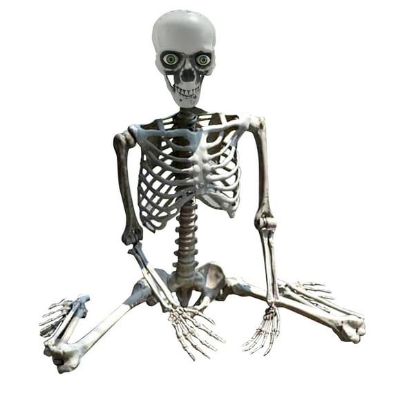 Wovilon Skeleton Halloween & Day Of The Dead Decoration For Home And Office - 35 Inch Posable Toy Plastic Skeleton Halloween Decor With Movable / Bendable Joints
