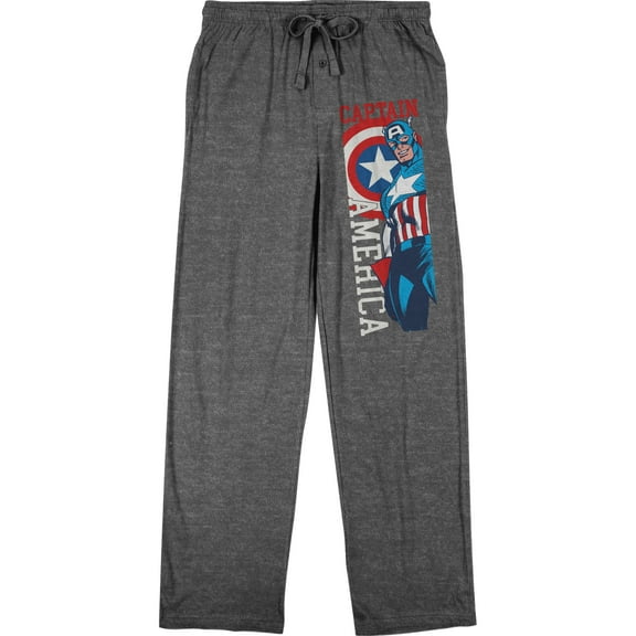 Marvel Comics Presents Captain America Men's Graphite Heather Sleep Pajama Pants-Medium