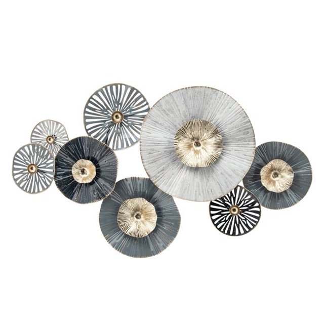 Sagebrook Home 16132 35 in. Metal 2-Dimensional Lily Pads, Gray