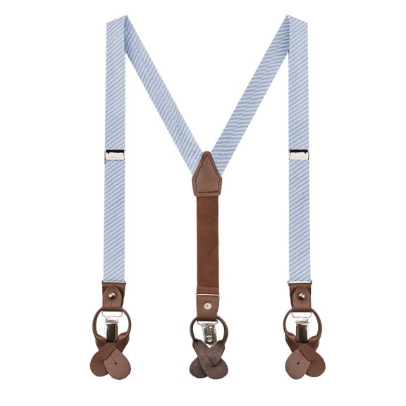 Jacob Alexander Boys' Seersucker Striped Pattern Suspenders - Baby Blue