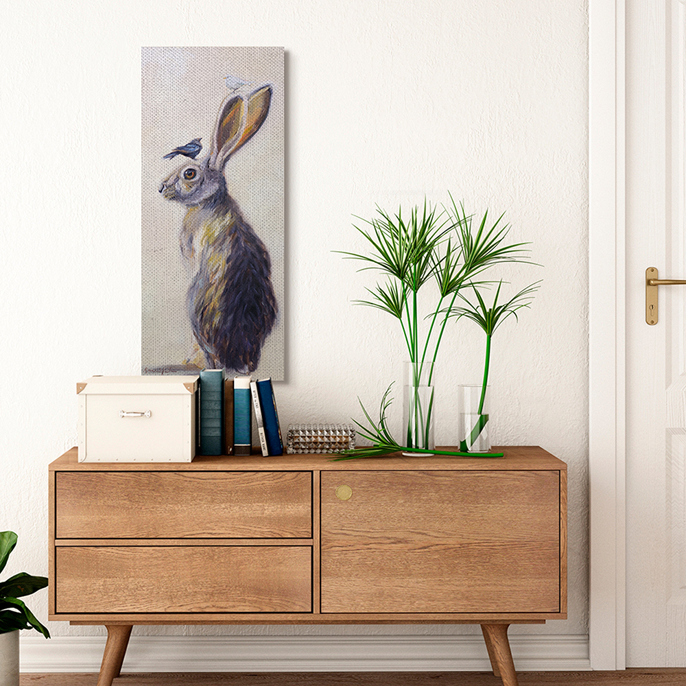 Stupell Industries Minimal Woodland Rabbit with Perched Birds Painting Canvas Wall Art by Karen Weber Fine Art