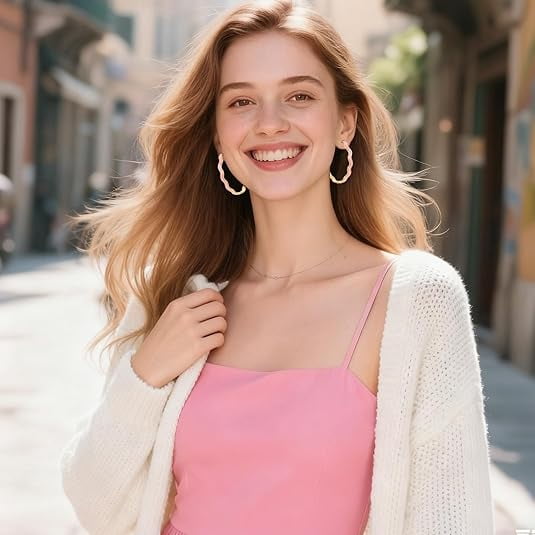 Lsnesstla Chunky Enamel Hoop Earrings for Women 18K Gold Plated Colorful Wave Earrings Jewelry Valentine's Day Gift for Girlfriend Wife