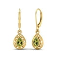 thumbnail image 1 of Boucles d'Oreilles Pendantes pour Femmes en Argent Sterling 925 avec Péridot Poire 7x5 mm et Vermeil Doré Filigrane, 1 of 4