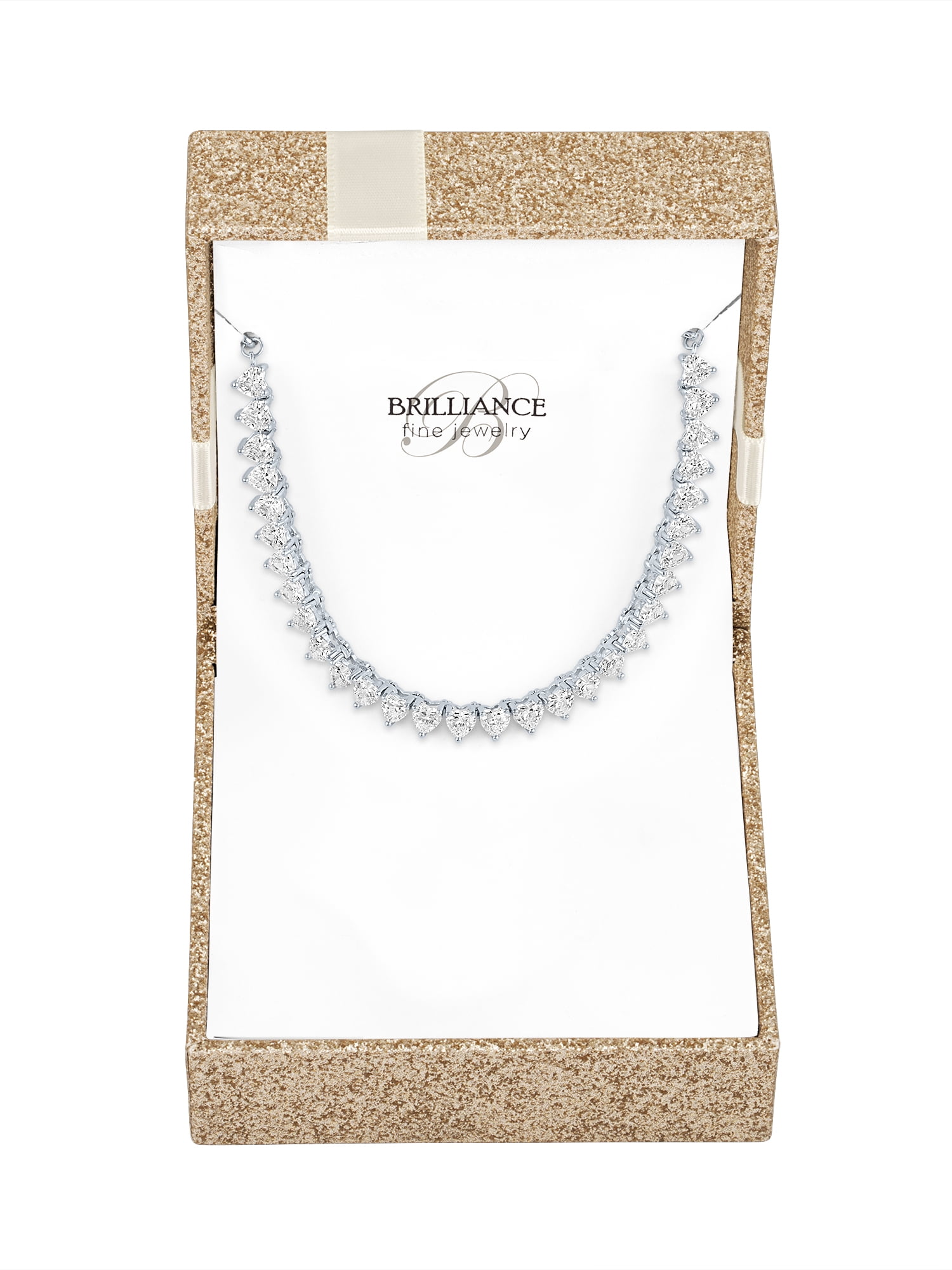 Ladies Brilliance Fine Jewelry Sterling Silver Plated Simulated Diamond Necklace, 18"