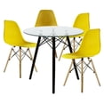 thumbnail image 1 of Comedor Cristal con Patas Nogal para 4 Personas Sillas Oslo Amarillas, 1 of 7