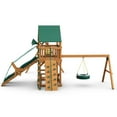 Gorilla Playsets Frontier Wooden Swing Set with Green Vinyl Canopy