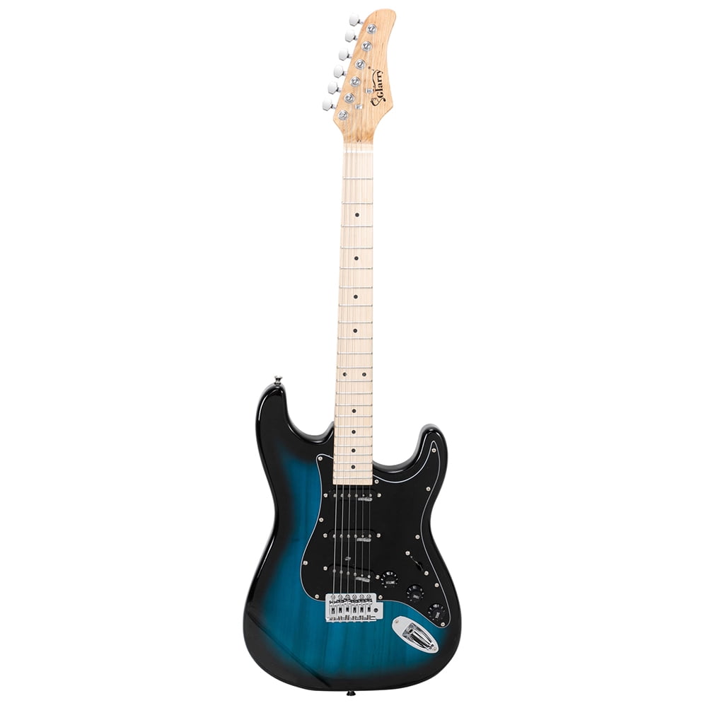 Kepooman Flame II Upgrade Acoustic Electric Guitar, Full Size Canadian Maple Fingerboards Electric Acoustic Guitar Bundle for Beginners Adults, Bone Nut Blue-B