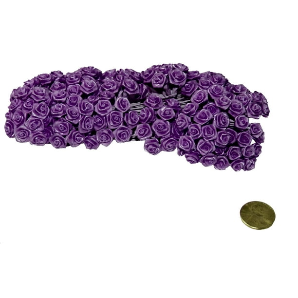 144 Silk Mini Wrap Roses Wedding Shower Flower Picks Purple