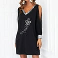thumbnail image 4 of FcBaudy Robe à Manches Longues Col en V, Robes d'Été pour Femmes, Robes Mode Femmes Décontractées Imprimées Sans Bretelles Col en V Manches Longues Robe Femmes, 4 of 8