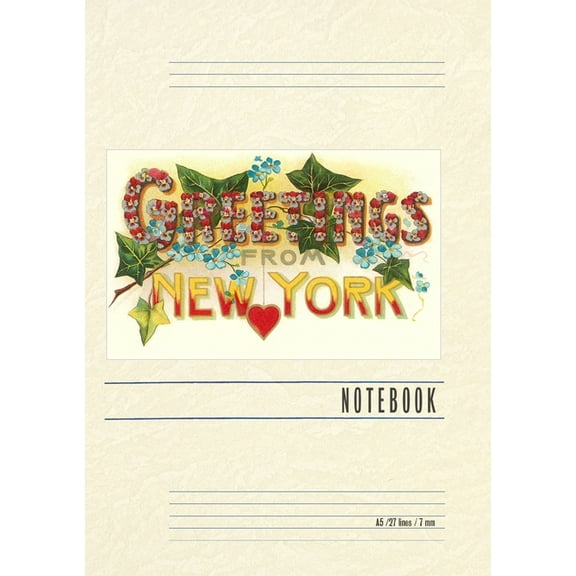 Vintage Lined Notebook Greetings from New York, (Paperback)