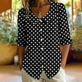 thumbnail image 5 of GERsome Womens 3/4 Sleeve Shirts Polka Dot Button Down Collared Tops for Casual Work Business Travel Black L, 5 of 6