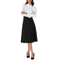 thumbnail image 2 of INSPIRE CHIC Women's High Waist Fall Work Office A-Line Pleated Midi Skirt M Black, 2 of 6