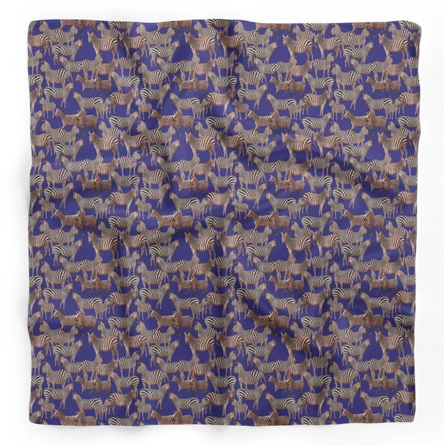 Bimba Blue Zebra Mix Pure Silk Printed Head Bandanas Summer Neck Wrap Scarf 40 x 80 Inches