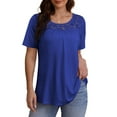 thumbnail image 4 of VERABENDI Women's Plus Size Tops Summer Short Sleeve Lady Tunic Shirts Lace Splicing Blouses,M-4XL, 4 of 6