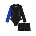 thumbnail image 6 of Aislor Leotard for Girls Gymnastics Activewear Dance Bodysuit 2-Piece Tumbling Outfit with Shorts Size 4-14 Blue&Black 8, 6 of 7