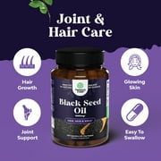 Natures Craft Cold Pressed Black Seed Oil Supplement Capsules with Omega 3 6 9 for Hair, Skin & Nails, Halal, 120 Count