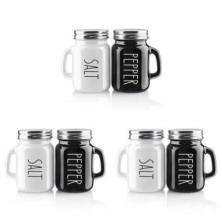 6X Farmhouse Salt and Pepper Shakers Set, 4 Oz Cute Salt Pepper Shaker, Modern Farmhouse Kitchen Decor