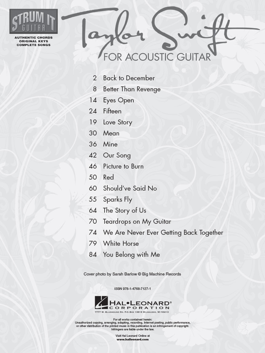 Hal Leonard Taylor Swift For Acoustic Guitar Strum It Guitar Series Walmart Com Walmart Com