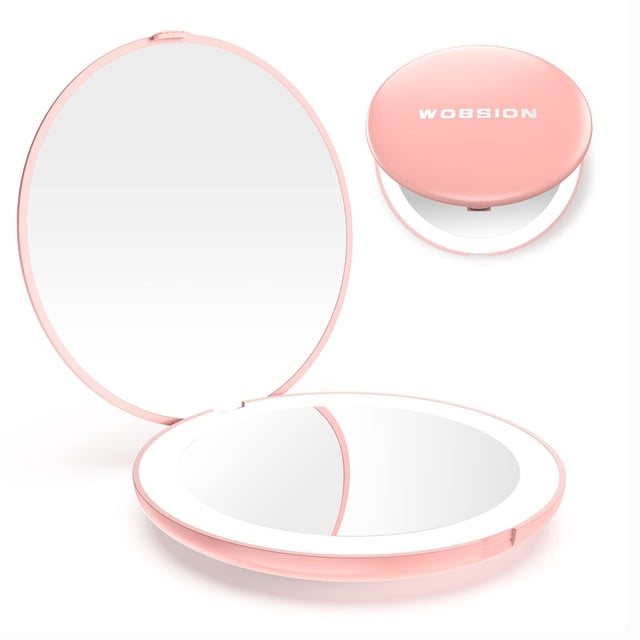 Espejo compacto wobsion Espejo compacto con luz de aumento de 1x/10x