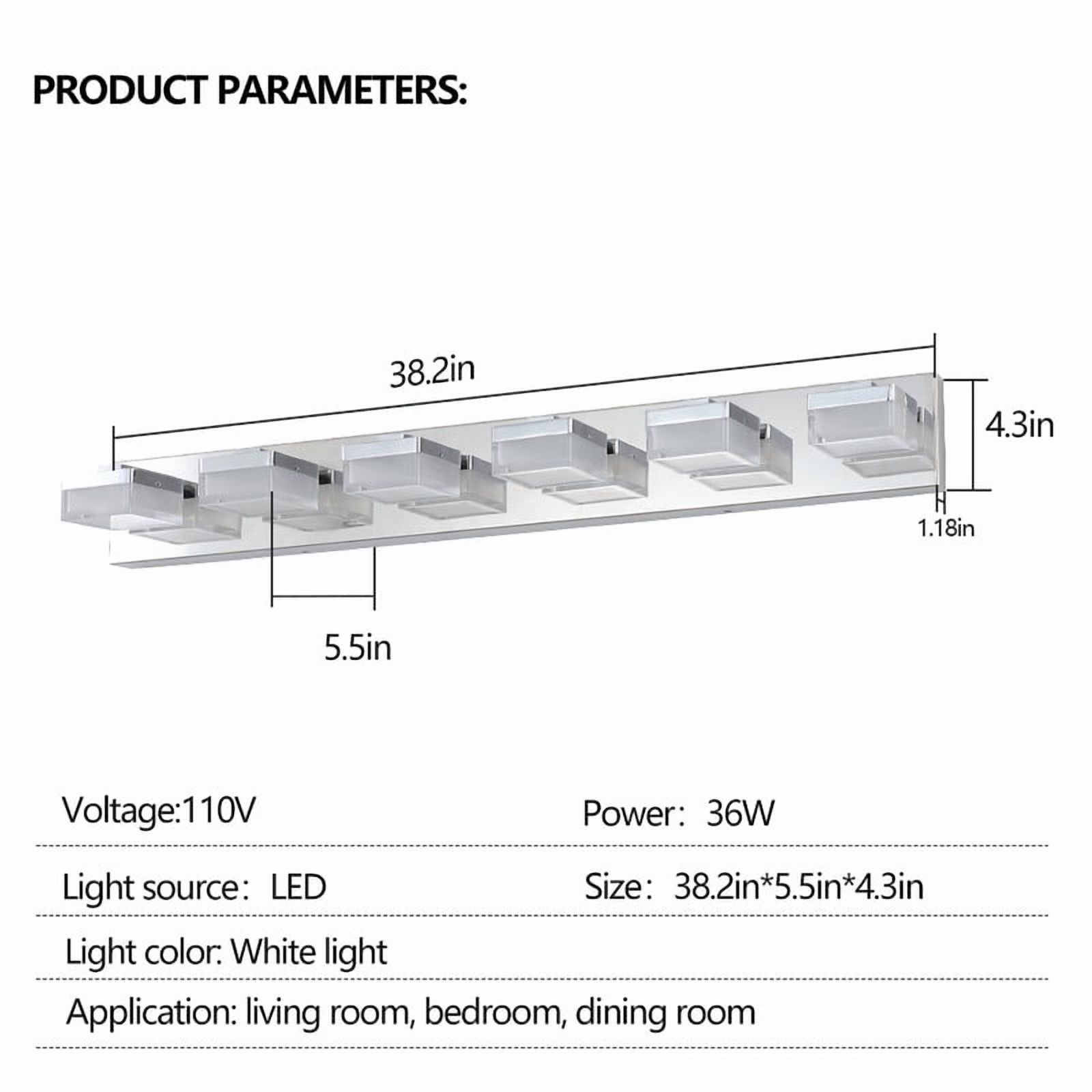 Modern 6-Light Chrome LED Vanity Light with Acrylic Shades, Bathroom Wall Fixture Over Mirror for Makeup Table, Energy Efficient, Sleek Design, Easy to Install