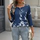 thumbnail image 2 of TaTaai Printed T-Shirt Soft Breathable Women's Fashion Casual Button Round Neck 3/4 Sleeve Loose Fit All Season Daily Versatile Top Gift, 2 of 7