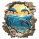 thumbnail image 3 of Adhesivos de pared 3D con escena submarina con delfines y océano, 40 x 50 cm, 3 of 4