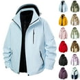 thumbnail image 1 of Sentmoon Snowboard Jacket Solid Color Long Sleeve Hooded Neck Men Winter Coat Oversized Zipper Windbreaker Waterproof Clothing with Pockets Fall Soft and Comfortable for Climbing and Hiking, 1 of 9