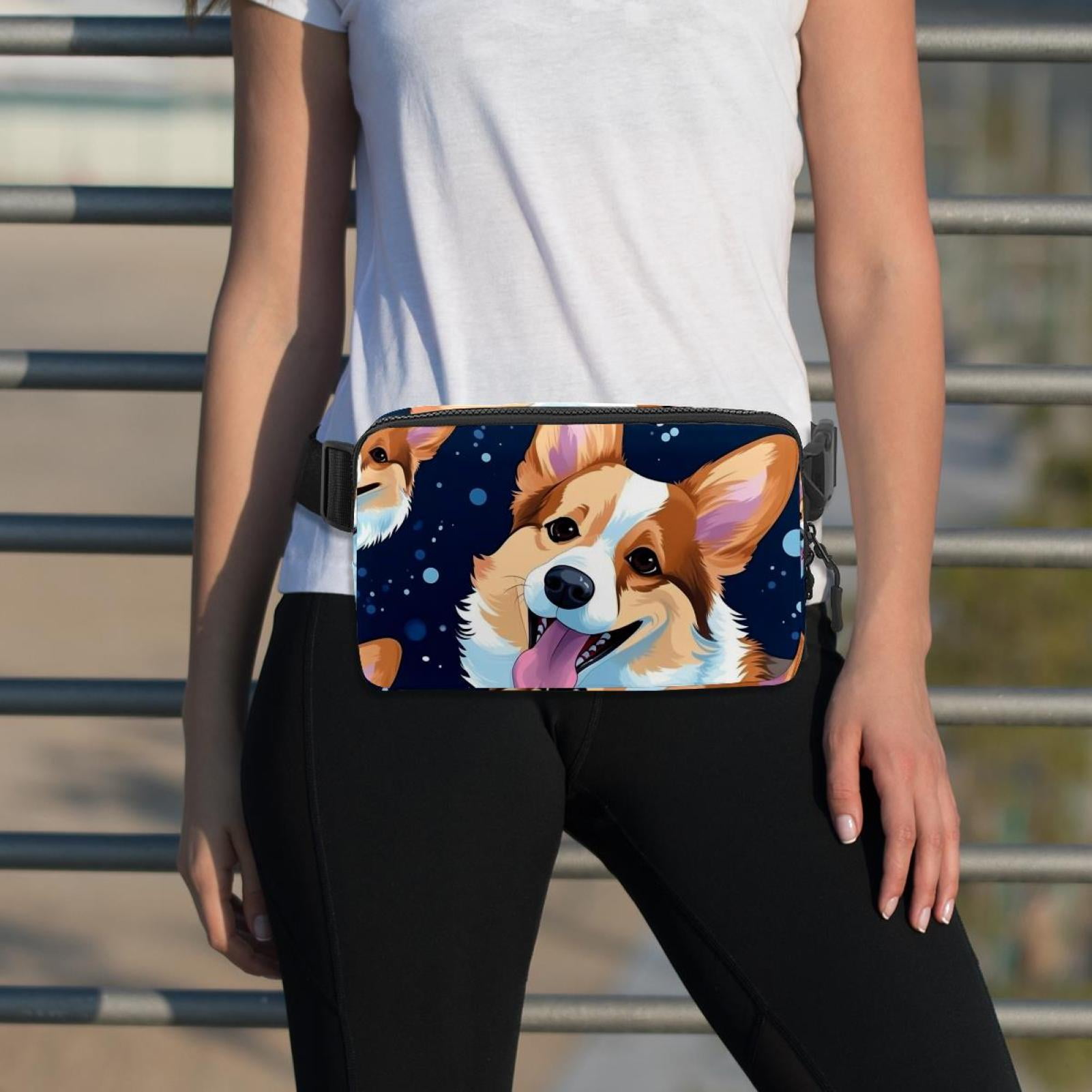 Dog Versatile Lightweight Adjustable Crossbody Bag with Extension Strap - Unisex Waist Bag Fanny Pack