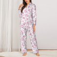thumbnail image 2 of Balery Rose Flowers Conjunto de Pijama con Estampado para Mujer, Conjunto de Dos Piezas con Manga Larga, Ropa de Dormir Suave con Bolsillos, Pijamas Cómodos-Small, 2 of 7