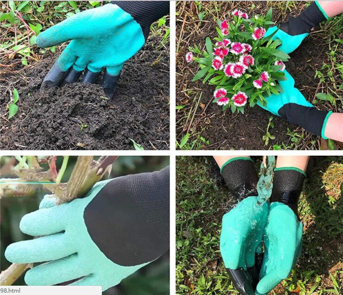 Waterproof and Breathable Garden Gloves for Digging Planting Best Gardening Gifts for Women and Men Green Claw 1 Pairs Garden Genie Gloves with Claws（2019 Upgrade） 